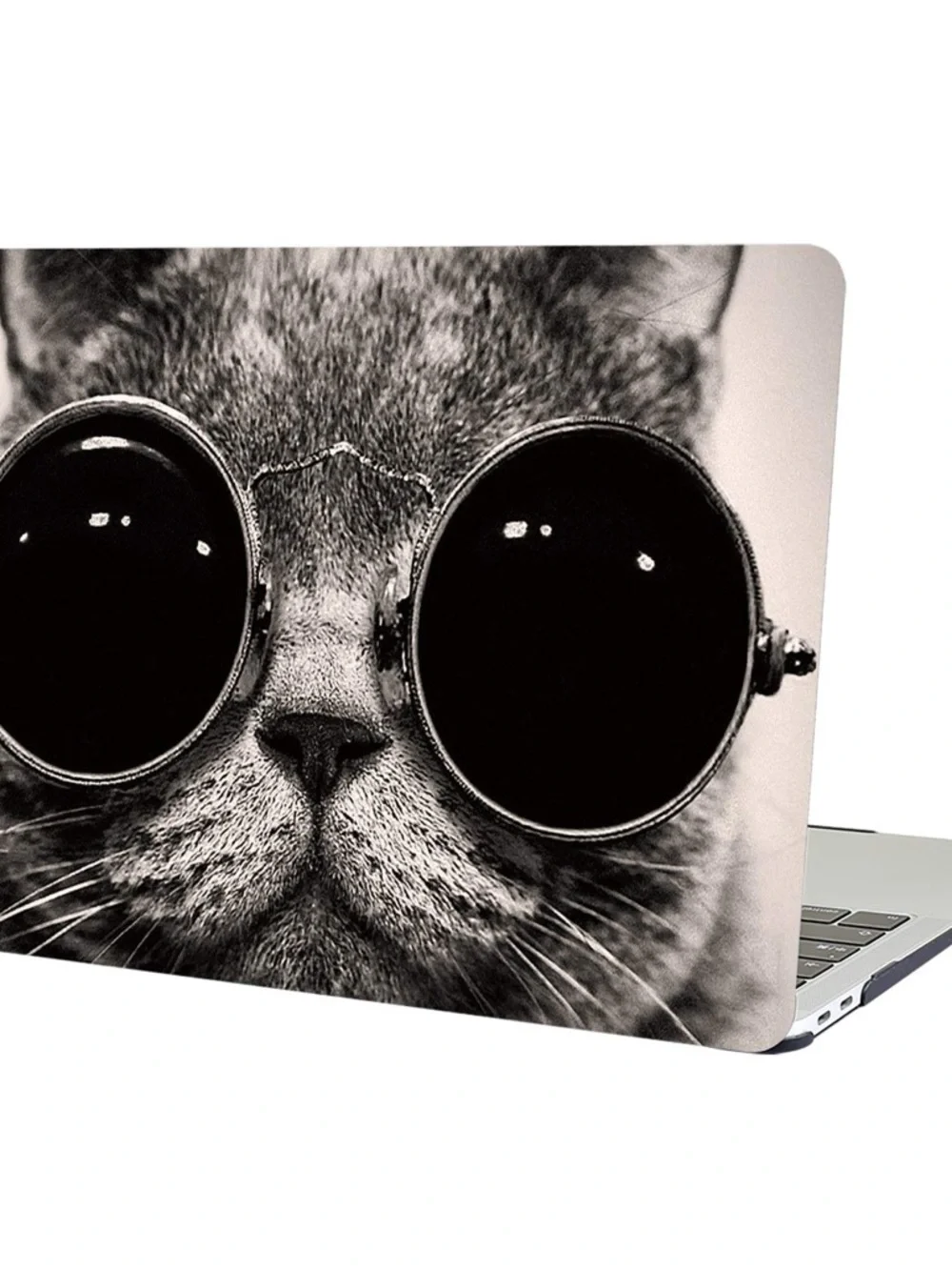Cat with Sunglasses Decorative Cat Laptop Skin Hardcover Case Black and White